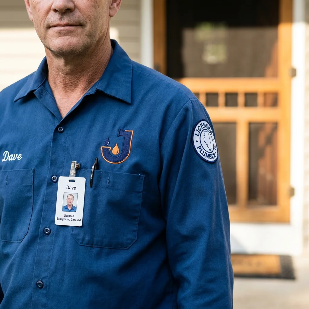 Licensed plumber showing ID badge in West Plains, MO