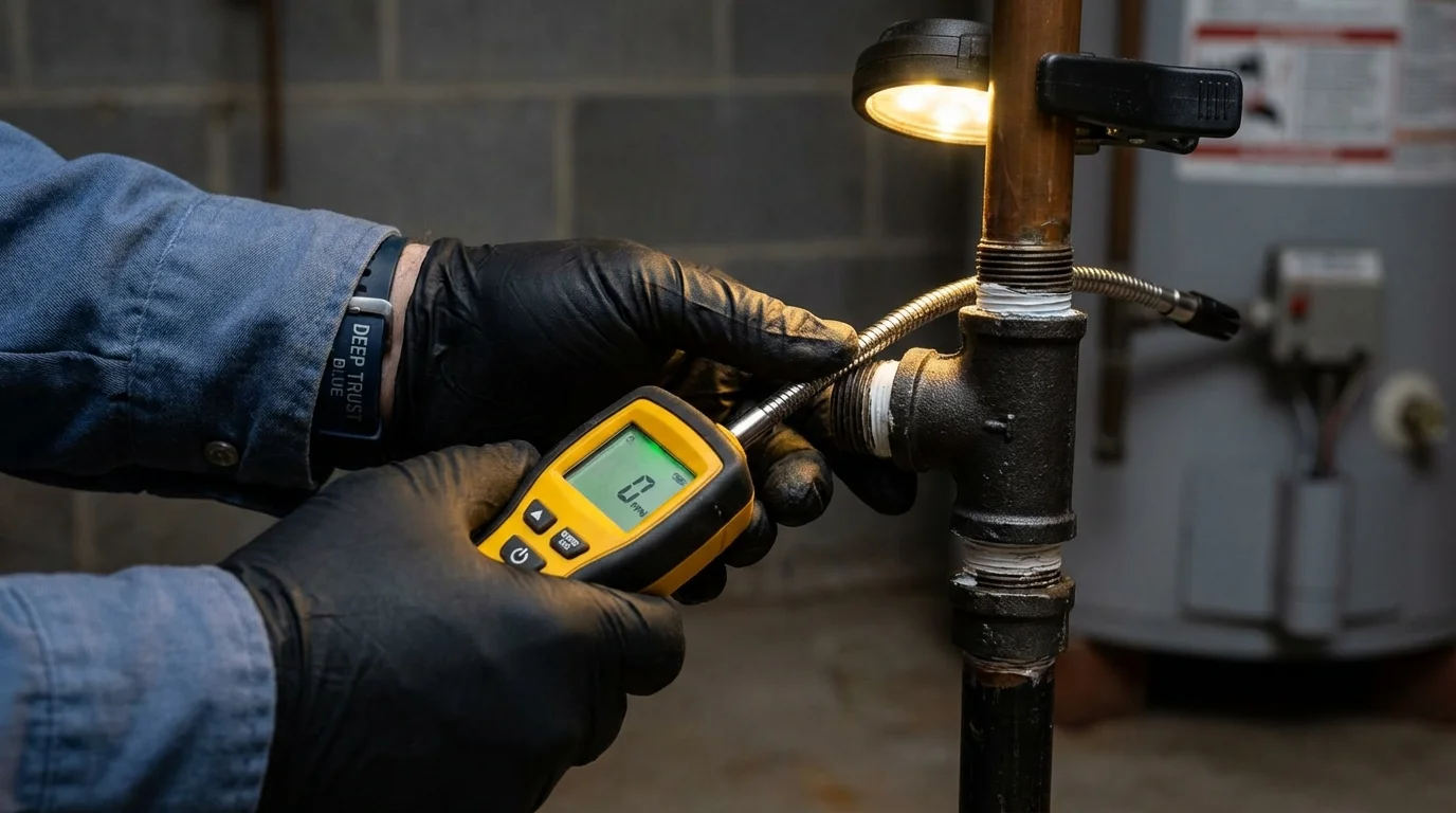 Gas leak detection with electronic sniffer by Johns Plumbing LLC in West Plains