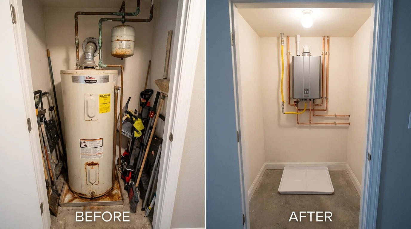 Tank water heater versus wall-mounted tankless unit comparison for West Plains, MO homeowners